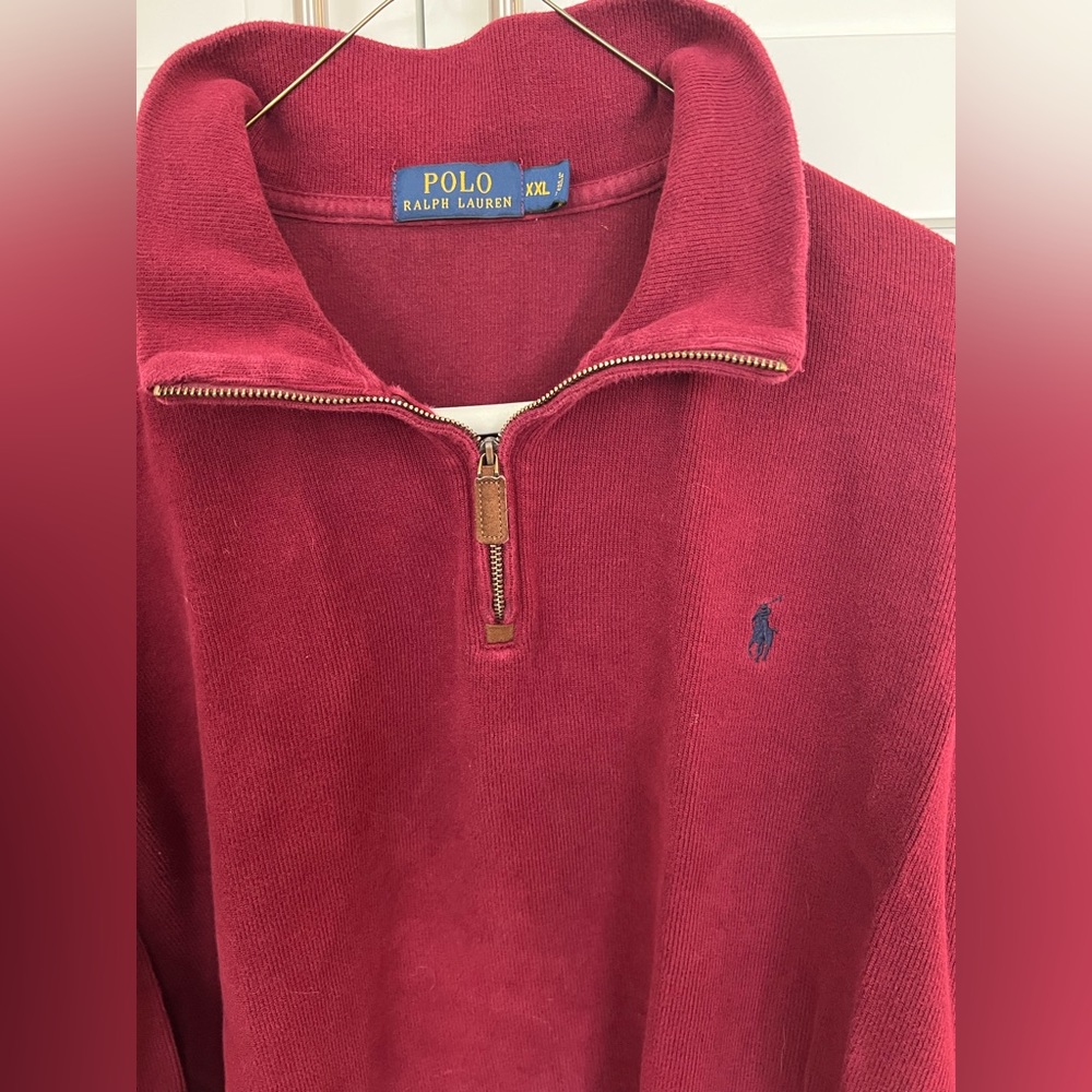 Mens Polo 1/4 zip sweater red XXL; good used condition